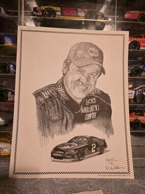 Rusty Wallace #2 Miller Lite Pencil Sketch Print by Dale Adkins NASCAR